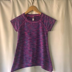 Pink, Blue, and Purple dri-fit workout shirt